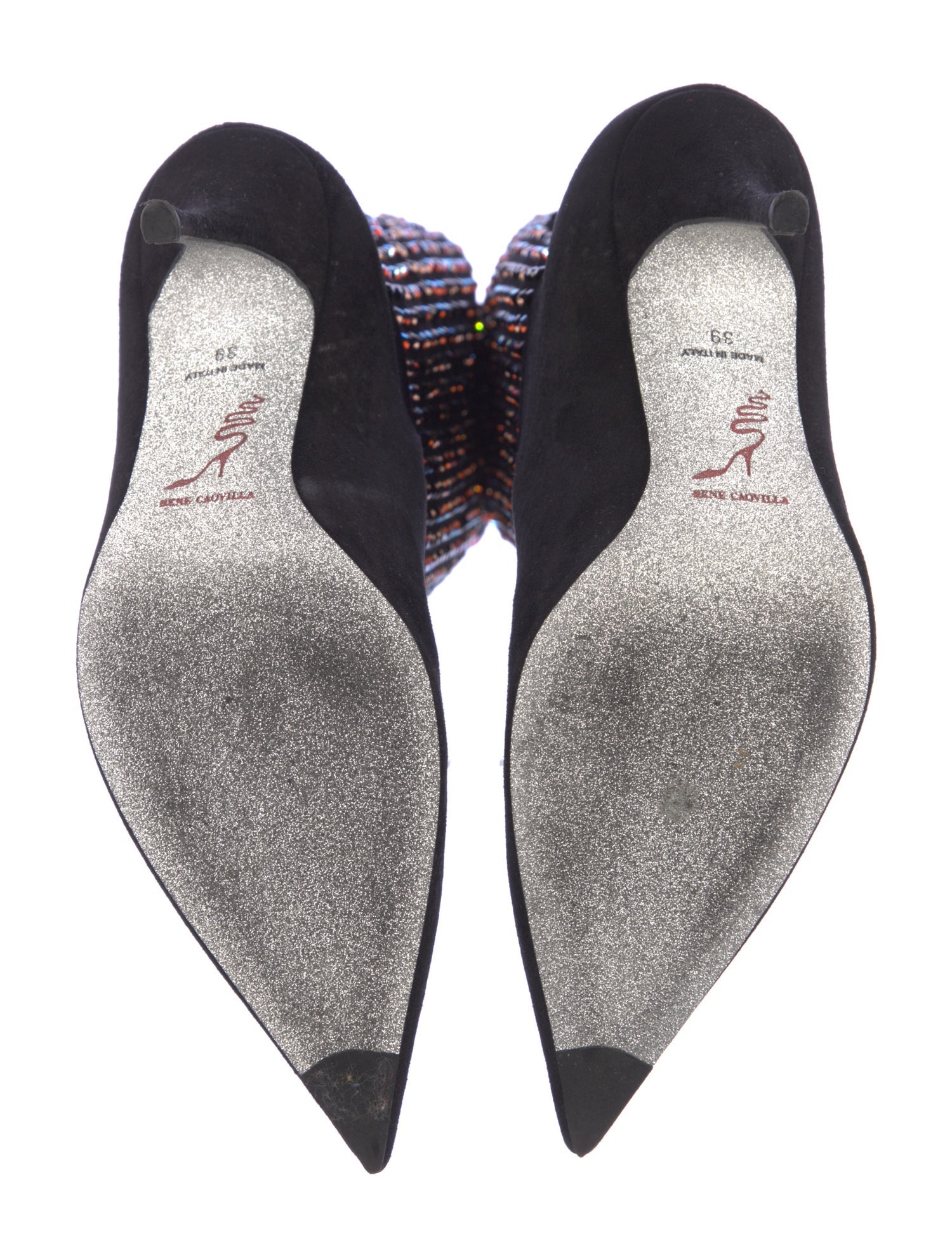 René Caovilla Suede Crystal Embellishments Boots